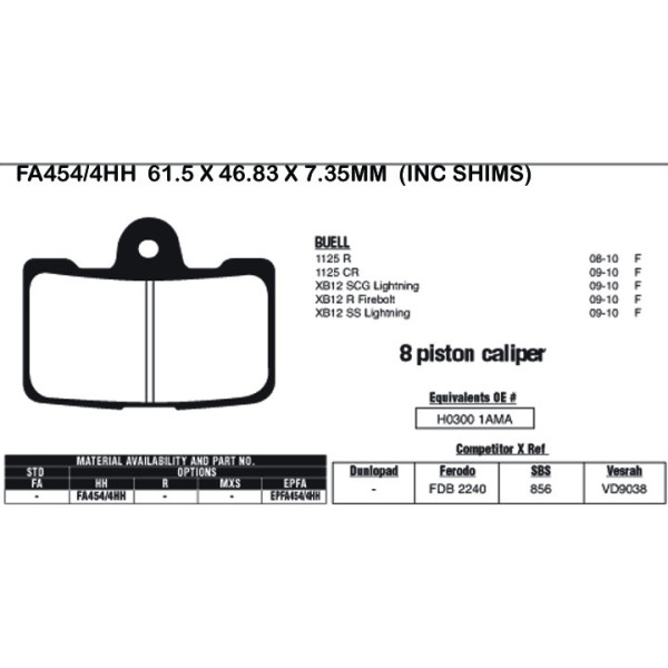 EBC EBC Brake Pads EPFA454/4HH